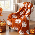 MelonBoat Fall Throw Blanket, Burnt Orange Pumpkin Soft Fuzzy Halloween Blanket for Couch, Cozy Lightweight Fall Decorative Blanket for Sofa Bed Living Room Office, 50 x 60 Inch by MelonBoat