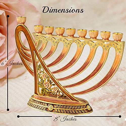 Matashi Hand Painted Enamel Menorah Candelabra Modern Design - Image 5