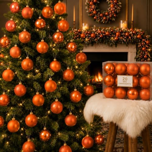 Soulchen 20 Pcs Orange Christmas Ball Ornaments 2.75" for Tree Shatterproof by Soulchen
