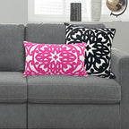 Alysheer Embroidered Lumbar Throw Pillow Cover 12"x 20" Set of 2, Hot Pink - Image 5