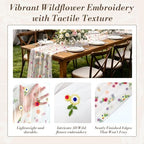 White Floral Table Runner ,4Pack 10ft Embroidered Flower Tulle for Wedding Reception, Boho Wildflower Daisy Table Decor for Spring Party - Image 3