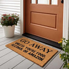 Funny Coir Doormat Go Away Unless You're Food Alcohol or Amazon Welcome Front Porch Decor Doormats For The Entrance Way Personalized Rugs Heavy-Duty PVC Back Non Slip Outdoor Mat 23.6 x 15.7 inch - Image 2