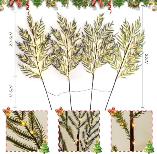8 Pcs Lighted Norfolk Pine Branches for Vase 35"Artificial Pine Branches - Image 2
