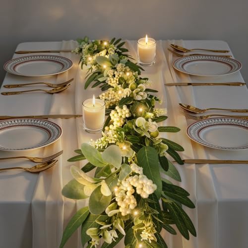 6 FT Green Eucalyptus Garland with 22 Warm Lights & 6H Timer - Image 2