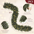 2PCS 9FT (18FT) Pre-Lit Cedar Christmas Garland with Lights, Mantel Decor. - Image 4
