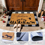 2 Pcs Merry Christmas Doormat, Nativity Scene Door Mat Christmas Non Slip Coir Mats Floor Striped Rug Layering Doormats Seasonal for Xmas Winter Doormats Front Porch Entryway Decor 24” x 32" - Image 4