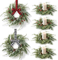 6 Pcs Mini Christmas Wreaths for Kitchen Cabinet Front Door with Ribbon Bow by Unknown