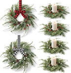 6 Pcs Mini Christmas Wreaths for Kitchen Cabinet Front Door with Ribbon Bow by Unknown