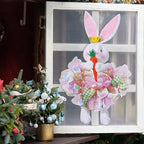 Easter Wreaths for Front Door with Lights,Easter Door Wreath,Easter Mesh Wreath,Bunny Spring Colorful Easter Decorations Holiday Ornament for Home Indoor Outdoor Supplies (Pink Bunny) - Image 6