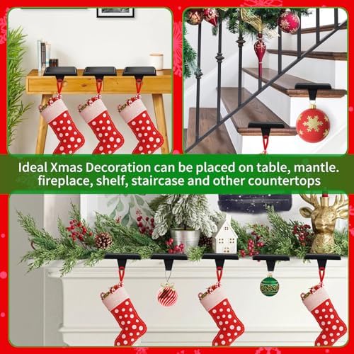 Oleitodh 8 Pack Metal Black Christmas Stocking Holders for Mantle Heavy Duty Stocking Hangers Stocking Hook Christmas Ornaments for Counter Tables Window Fireplace Mantle Decoration - Image 6