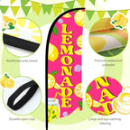 HunnmingRe 2 Set Pink Lemonade Feather Flag Kit, 8ft Advertising Swooper Flag Banner with Pole and Ground Stake for Business Restaurant Advertising Banner for Outside Ground - Image 2