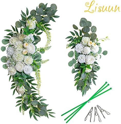Lisuun Artificial Wedding Arch Flowers, 2 Large Floral Swags - Image 6