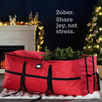 ZOBER Wide Christmas Tree Storage Bag - Maximum Accessibility - Fits 7.5 Ft Trees - 600D Oxford Fabric Christmas Tree Bag For Storage Box For Xmas - Strong, Durable Straps & Handles - Card Slot - Red - Image 2