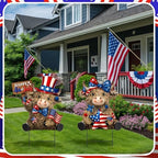 Amyhill 2 Pcs 4th of July Metal Outdoor Decor Garden Stakes Patriotic Highland Cow Welcome Yard Signs Decorations Red White Blue Garden Stakes for Independence Memorial Day Patio Lawn Walkway Outside - Image 4