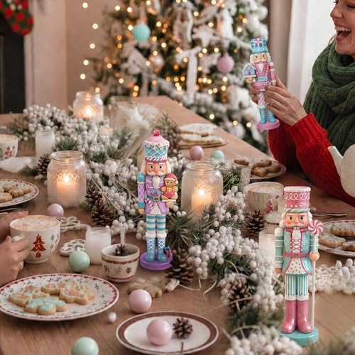 Simgoing 3 Pcs Macaron Gingerbread Nutcracker Christmas Resin Soldier Decor - Image 6