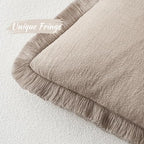 MIULEE Boho Natural Linen Fringe Decorative Euro Throw Pillow Covers 22x22 - Image 3