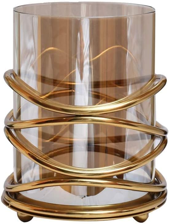 Decozen Candle Holder with Glass and Decorative Metal in Swirl Design for Home Decor Console Table Centerpiece Dining Living Room Bedroom Office Farmhouse Events Wedding Decorations - Set of 6 - Image 3