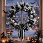 Norme Black Halloween Wreath Christmas Decorations Ball Wreath 15.7 Inch by Norme