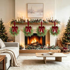 Thewe 6Pcs 14" Christmas Candle Wreaths for Kitchen Cabinet Table Decor - Image 6