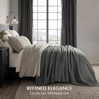 EVERGRACEHOME Chunky Chenille Knit Throw Blanket, 108x92, Charcoal Gray - Image 2