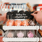 HOTCAN Wooden Cookie Display Stand with Chalkboard Sign for Bakers, Vendors, Craft Fairs | Pastry Display for Market Booths & Events | 3 Tiered Cookie Display for Muffins, Cakes, and Pastries (White) - Image 2