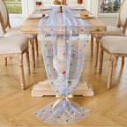 6PCS Blue Floral Table Runner 10 FT, Embroidery Daisy Table Runners Seasonal Spring Summer Sheer Tulle Dining Table Decor for Home Party Birthday Decor 29x120 Inch ﻿ - Image 4