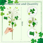 Thiccywoov 12 Pcs St. Patrick's Day Shamrock Berry Stems Decor Tree Glitter Stems Ornaments for DIY Holiday(Green,Shamrock) - Image 2