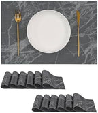 Leetaltree Woven Vinyl Placemats Set of 12,Black Marble by Leetaltree-ArtatEveryTable