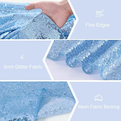 Glitter Sequin Table Runners 10 Pieces 12x108 Inchs Baby Blue Elegant Wedding Sparkly Table Runner Birthday Bachelorette Celebration Decorations Supplies - Image 6