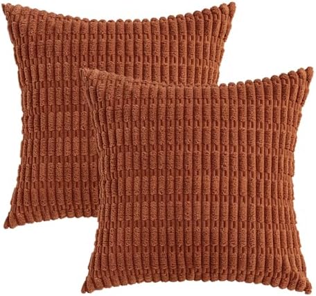 MIULEE Fall Euro Decorative Throw Pillow Covers 26x26 Dark Rust Pack of 2 - Image 6