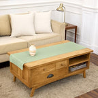 Solino Home 100% Pure Linen Table Runner Light Green Hemstitch, 14 x 48 in by SolinoHome