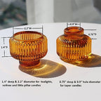 Woho 8pcs Candle Sticks Holder Decor, Amber Taper Candle Holders for Fall - Image 6