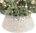 ELYKEN 28 Inch Woven Rattan Christmas Tree Collar, Stylish Seagrass & Water Hyacinth 5-Piece Xmas Tree Skirt for Artificial Trees, Wicker Tree Base Cover with Cord Cut-Out for Home Decor by ELYKEN