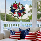 20 Inch 4th of July Wreath, Patriotic Wreaths for Front Door, Red White Blue Hydrangea Flower Wreaths with Daisy for Memorial Day,Independence Day Wreath for Front Door Wall Window Decor - Image 5