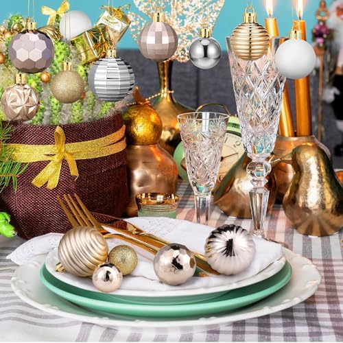 Lunmon 72 Pcs Christmas Ball Ornaments Bulk Champagne Gold Silver White - Image 6