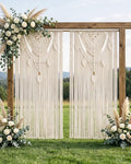 BECHAEO Boho Macrame Curtain with Leaves Tassels, 2PCS 39" x 79" White C by BECHAEO