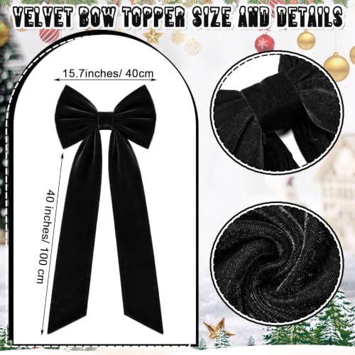Black Christmas Topper Bow 16x40 Tree Skirt 48" Decoration Set - Image 6