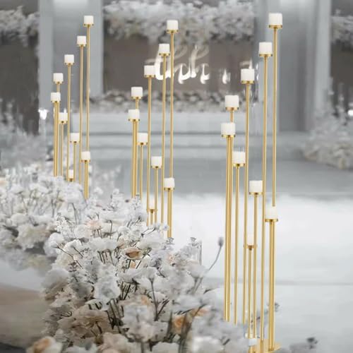 2Pcs Gold 9-Arm Floor Candle Holders for Pillar Candles,44inches Tall - Image 4