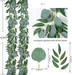 4Pack Artificial Eucalyptus Garland with Willow Leaves Faux Greenery for Wedding Backdorp Arch Wall Table Runner Decor (Green) - Image 2