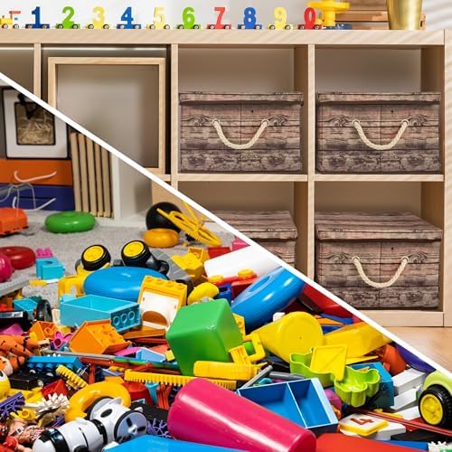 Sorbus Decorative Storage Boxes with Lids, Foldable Organizer (Brown) - Image 3