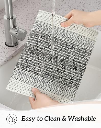 Leetaltree Woven Vinyl Placemats Set of 12,Black& White - Image 5