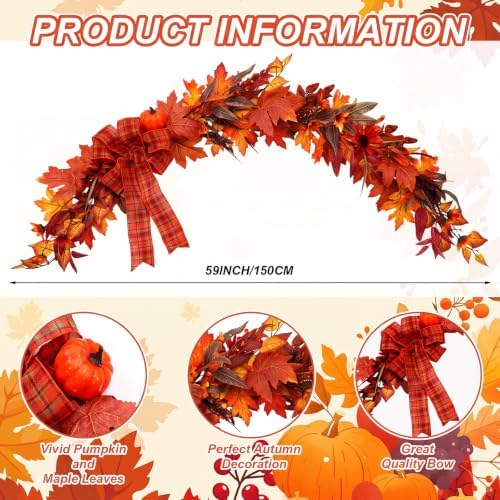 Yinder 5 ft Fall Garland Fall Decorations for Mantle - Image 2