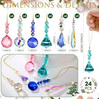 Landical 24 Pcs Crystal Christmas Ornaments Hanging,Mixed Color - Image 2