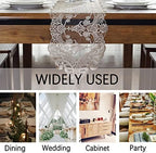 Lace Table Runner Dresser Scarf, Macrame Floral Embroidered Vintage Exquisite Floral Table Runners for Dining Wedding Holiday Party (Champagne, 10x98 inch) - Image 4