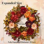 2 Pcs Fall Wreaths for Front Door, 24 Inch Fall Door Wreath with Hydrangea - Image 4