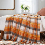 BATTILO Mohair Plaid Fall Throw Blanket for Couch, Yellow, 50 x 60 Inch - Image 5