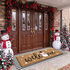 Tinideya 2 Pcs Large Winter Layered Doormat Snowman Front Door Mat - Image 6