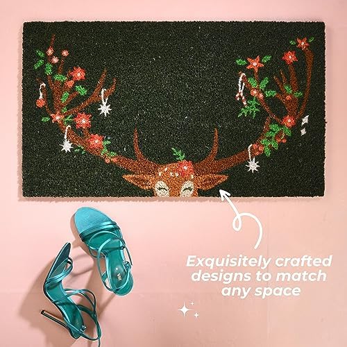 Folkulture Christmas Door Mat Outdoor, Eco Friendly Christmas Door Mats for Front Door, 28 X 16 Inch Welcome Matt or Doormat for Home Entrance, Durable & Anti Slip Coir Door Mats (Reindeer) - Image 4