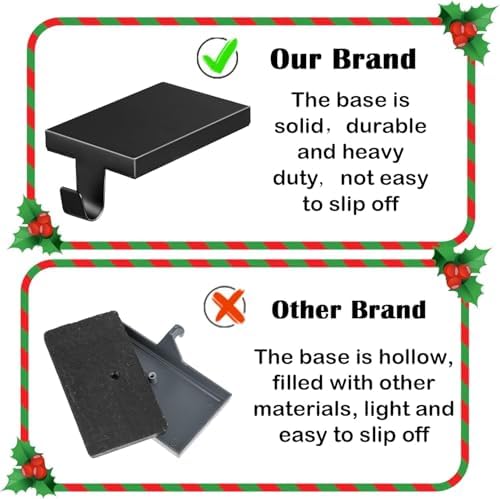 4 Pcs Christmas Stocking Holders Hanging Hooks Heavy Duty Mantel Stocking Holder Bases Weighted Metal Stocking Hangers for Shelf Fireplace Stair Xmas Party Decor (4, Black) - Image 2