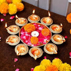 Decorative Urli Bowl Diwali Diyas Handcrafted for Floating Flowers and Tea Light Candles Home, Office and Table Decor| Beautiful Diwali Decoration Items (Diameter 12.2 Inches) by SAJTOX